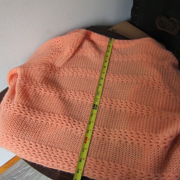 Pumpkin peach tone sweater, short cardigan, 1960s Merriweather Orlon and Acrylic - Picture 8 of 13
